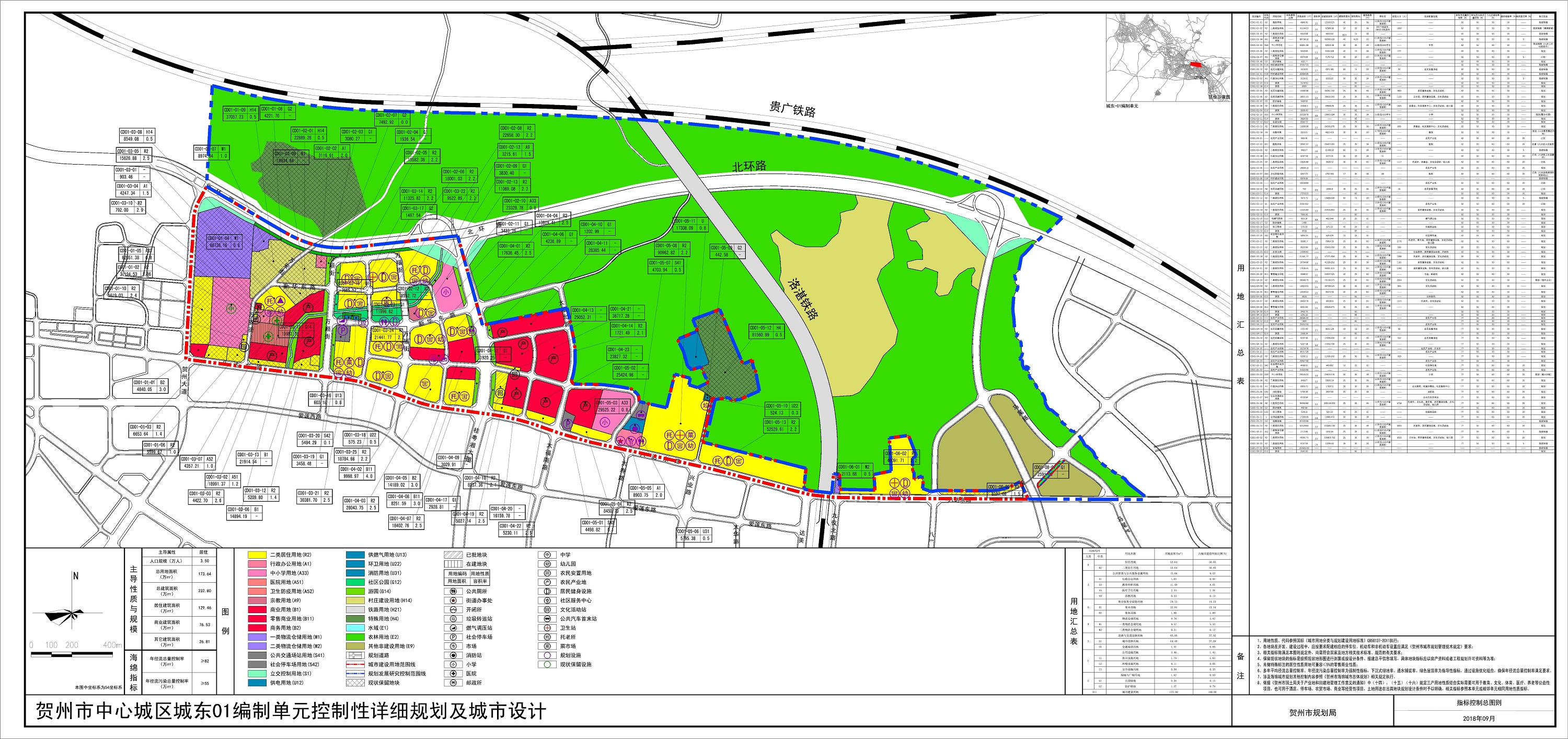 贺州市中心城区城东01编制单元控制性详细规划及城市设计批前公示